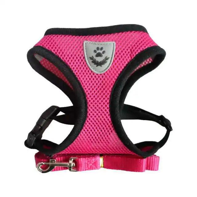 Pet Harness and Lead Set – Breathable Mesh with Reflective Strips for Small Dogs