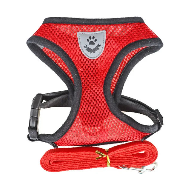 Pet Harness and Lead Set – Breathable Mesh with Reflective Strips for Small Dogs