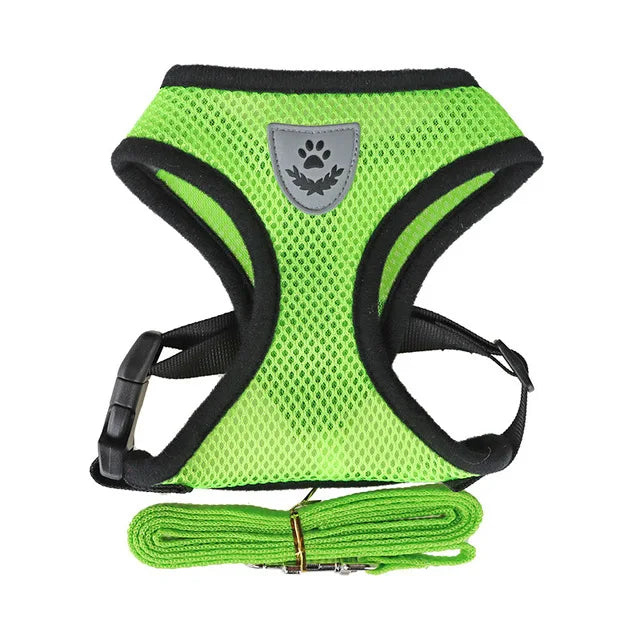 Pet Harness and Lead Set – Breathable Mesh with Reflective Strips for Small Dogs