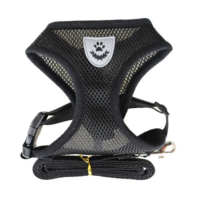 Pet Harness and Lead Set – Breathable Mesh with Reflective Strips for Small Dogs